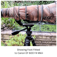 Haoge Replacement Lens Tripod Foot LF-C468 attached to Canon 600 F4